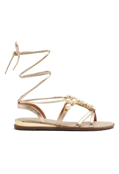Sandale din piele cu aspect metalizat Janice - Auriu