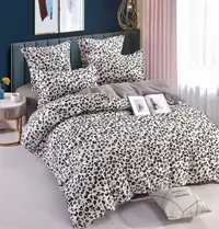 Set Lenjerie de Pat Finet 6 Piese, Bumbac Finet, Fara Elastic , Snow Leopard