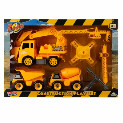 Set 3 vehicule de constructie si accesorii, Zapp Toys