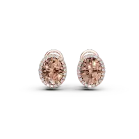 Cercei din aur roz cu morganite ovale de 4ct si diamante de 0.33ct