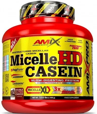 Micelle HD Casein, ciocolată belgiană dublă, 1.6 kg, Amix
