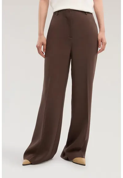 Pantaloni vaporosi cu croiala ampla - Maro cafeniu