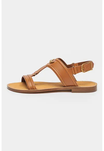 Sandale slingback din piele - Maro scortisoara