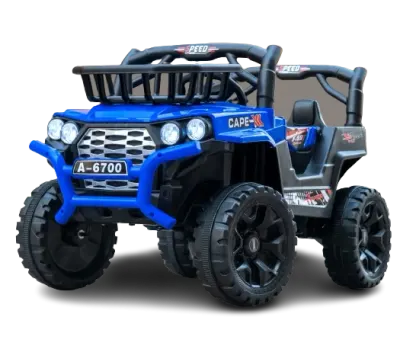 Masinuta electrica 4x4, pentru 2-4 ani, Kinderauto CAPE-X, 100W, 12V, scaun tapitat, culoare albastra
