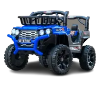 Masinuta electrica 4x4, pentru 2-4 ani, Kinderauto CAPE-X, 100W, 12V, scaun tapitat, culoare albastra