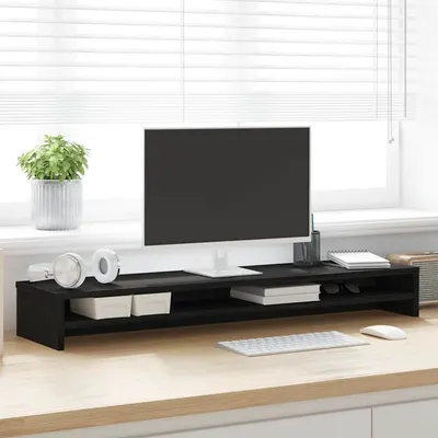 vidaXL Suport monitor stejar negru 100x24x13 cm lemn stratificat