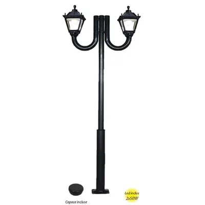 Stalp Metalic Decorativ 4 Metri Tobia Dublu E27