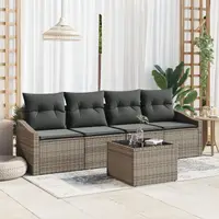 Gossi set de canapea de gradina cu 5 piese si perne gri din ratan poli