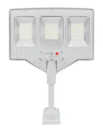 Lampa solara stradala cu telecomanda JG 703 cu 3 casete 108 LED 6000K senzor de miscare 100W