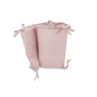 Aparatoare pentru patut, MimiNu, Cu volanase, Din bumbac certificat Oeko Tex Standard 100, 180x30 cm, Cu panglici, Colectia Royal, Powder Pink
