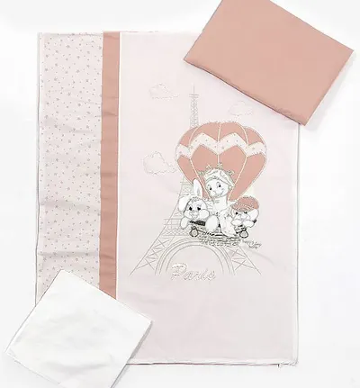 Set lenjerie de pat 4 piese Bambino Casa - Paris, Rosa