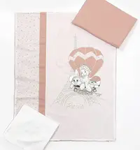 Set lenjerie de pat 4 piese Bambino Casa - Paris, Rosa