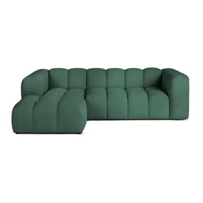 Colțar verde cu tapițerie din catifea (cu colț pe partea stângă, cu șezlong) Cube – Bonami Selection