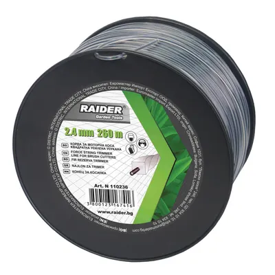 Sfoară pentru cositoare pe motor Raider - 110236, Pătrată, răsucită și întărită , 2.4 mm x 260 m