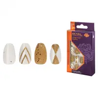 Set 24 Unghii False ROYAL Prestige Collection, Glue-On Nail Tips, Chevron Coffin, Adeziv Inclus