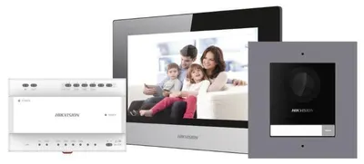 Kit videointerfon IP Hikvision DS-KIS702, conexiune pe 2 fire, pentru o singura familie, componenta kit: post exterior DS-KD8003