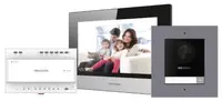 Kit videointerfon IP Hikvision DS-KIS702, conexiune pe 2 fire, pentru o singura familie, componenta kit: post exterior DS-KD8003