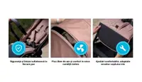 Carucior pentru copii Kidnort Snougle Black, autofold pliabil cu o singura mana, ferestre de ventilatie, pana la 22 kg, cu suspensii, accesorii practice incluse