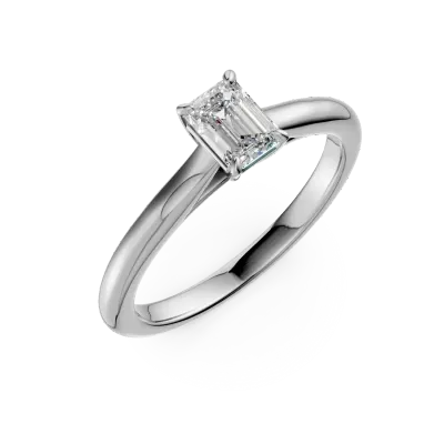 Inel de logodna din platina cu un diamant emerald solitaire de 0.5ct