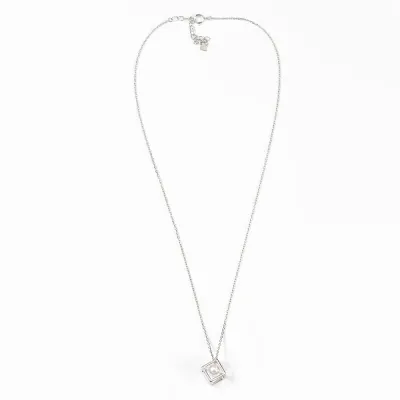 Colier elegant din argint cu perla in pandantiv cubic