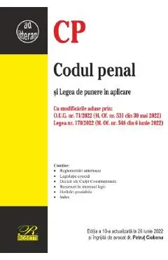 Codul penal si Legea de punere in aplicare Act. iunie 2022