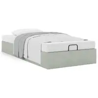 Gossi cadru de pat otoman fara saltea gri deschis 90x200 cm catifea