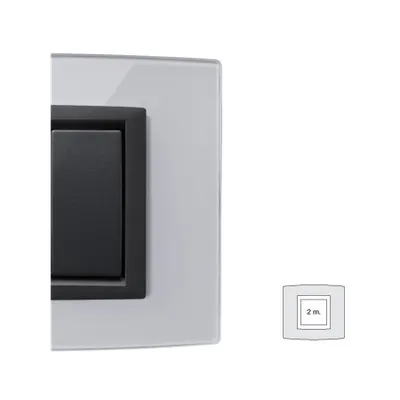 Placa Vitra sticla gheata, 2 module, mod comanda gri