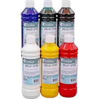 Vopsea lavabila pentru pictura pe sticla, set de 6 culori