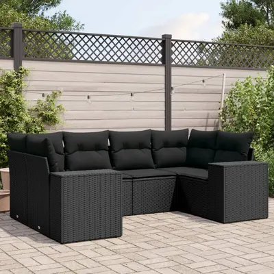 Gossi set mobilier de gradina cu perne, 6 piese, negru, poliratan