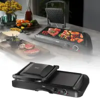 Grill și plită electrică 2 în 1 RAF R.2695 – Putere 1600W, suprafata antiaderenta, temperatura reglabila, culoare negru