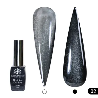 Ojă semipermanentă Obsidian Cat Eye Gel Global Fashion, 8ml, 002 Engros