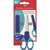 Foarfeca scolara Grip, protectie lame, Faber-Castell, albastru