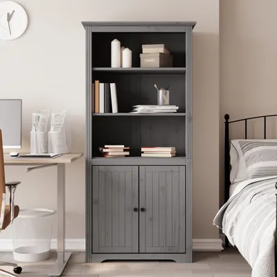 vidaXL Bibliotecă "BODO", gri, 82x40x173 cm, lemn masiv de pin