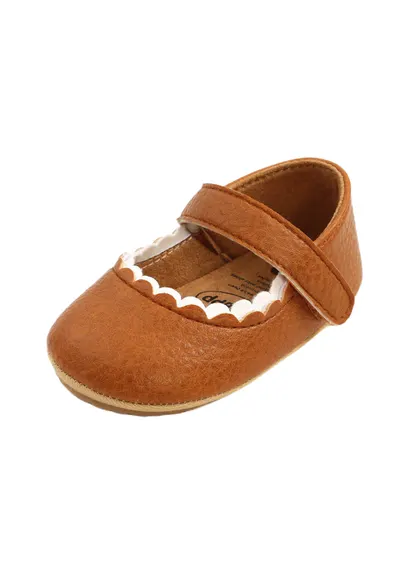 Pantofi Cu Bordura Alba - Piele ecologica - Fete - Maro
