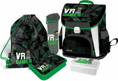 Set școlar Lizzy Card VR Gamer - Ghiozdan, geantă de sport, penar, cutie de alimente și sticlă