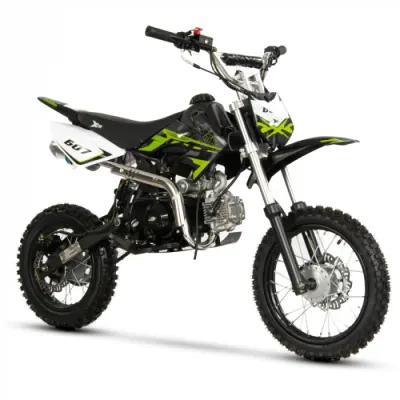 Motocicleta Cross Enduro copii 4T XTR 607M, 125cc, roti 14 12, pornire pedala starter, pedala schimbator, culoare negru verde
