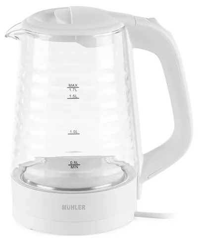 Fierbător electric Muhler - WK-189G, 2200W, 1.7 l, din sticlă, albă
