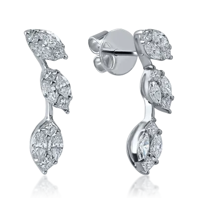 Cercei din aur alb cu diamante princess si marquise de 0.97ct