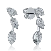 Cercei din aur alb cu diamante princess si marquise de 0.97ct
