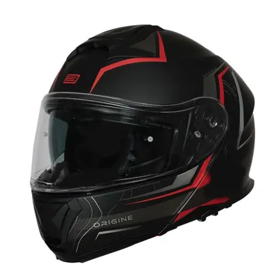 Casca moto Origine Logic Path rabatabila cu ochelari, culoare negru rosu, marime S