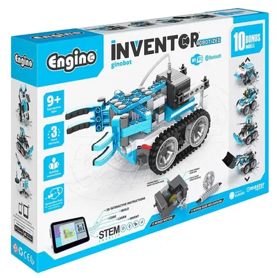 Constructor 10 in 1 Engino Inventor Robotized - Ginobot, cu motor suplimentar, 248 piese