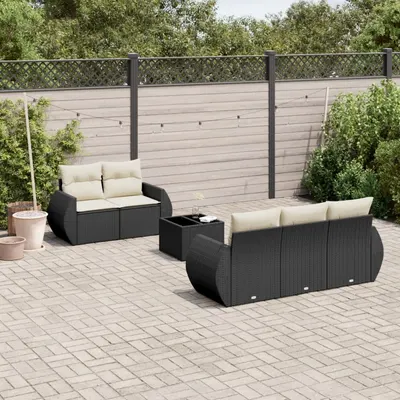 Gossi set mobilier de gradina cu perne, 6 piese, negru, poliratan