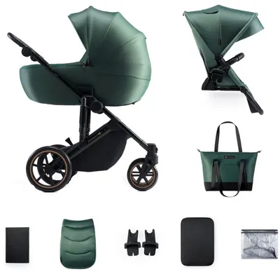 Cărucior pentru bebeluși 2 în 1 Kinderkraft - Prime 2, Dark Green