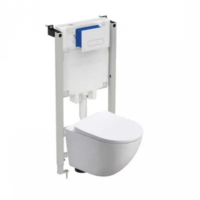 Set vas wc suspendat vortex, rotund Foglia Oslo si rezervor incastrat Prosys cu set de fixare inclus si clapeta Oleas M1 alb lucios, Ideal Standard