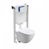 Set vas wc suspendat vortex, rotund Foglia Oslo si rezervor incastrat Prosys cu set de fixare inclus si clapeta Oleas M1 alb lucios, Ideal Standard