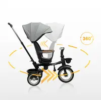Tricicleta pentru copii Toyz Saber Grey, pliabila, multifunctionala cu spatar reglabil si pozitie de somn, copertina si maner parinte cu inaltime reglabila, pana la 25 kg