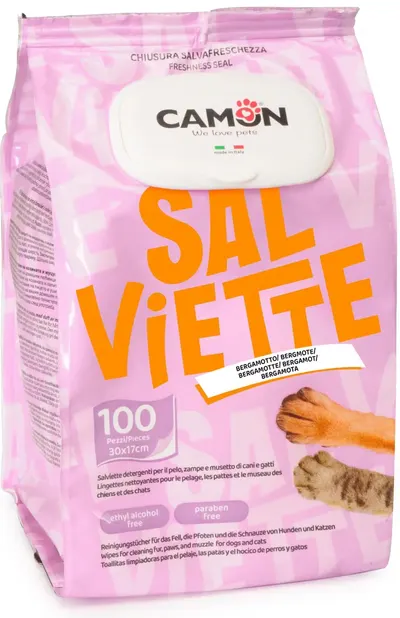 Servetele umede cu parfum de bergamota pentru caini, Camon, 100 buc