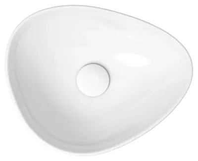 Lavoar baie cu montare pe blat 45 cm, alb lucios, asimetric, Cersanit Moduo