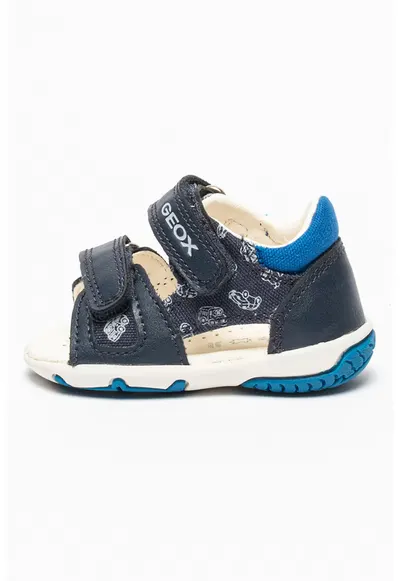 Sandale de piele ecologica cu velcro Elba - Albastru royal/Bleumarin