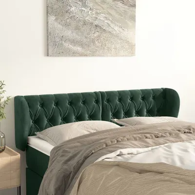 Gossi tablie de pat cu aripioare verde inchis 147x23x78/88 cm catifea